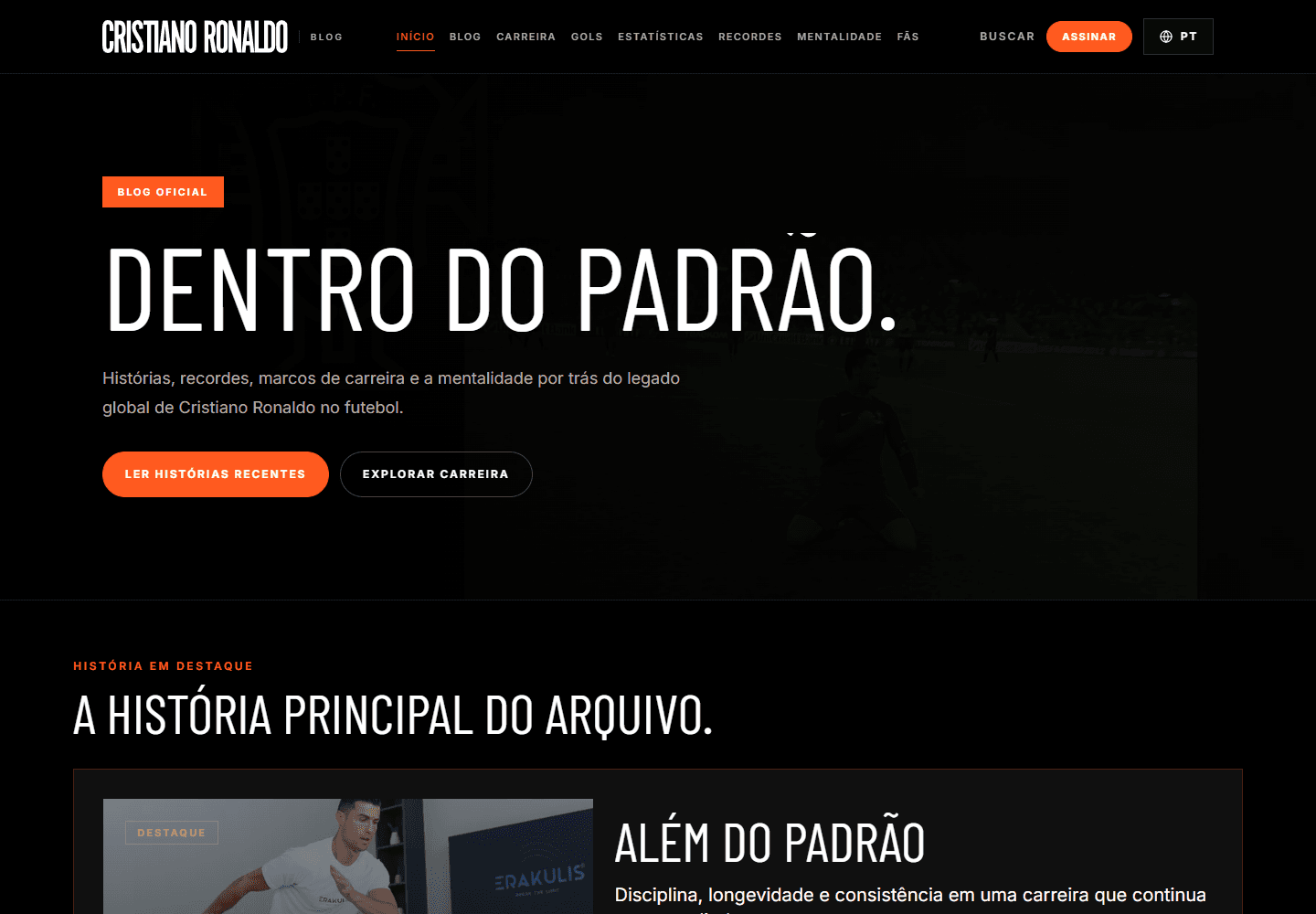 Screenshot do projeto Cristiano Ronaldo Blog
